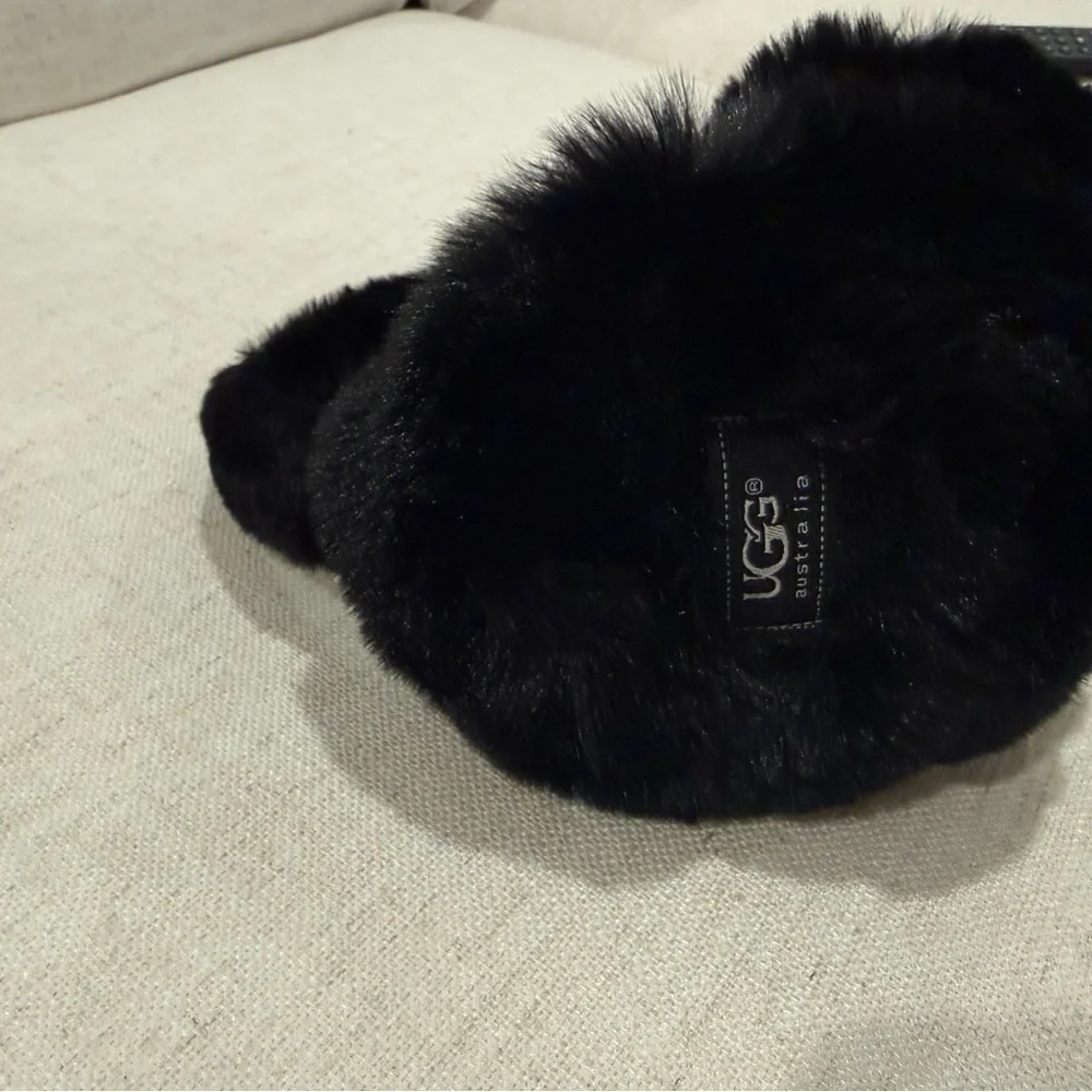 UGG Black Faux Fur Gloves and Earmuffs Set